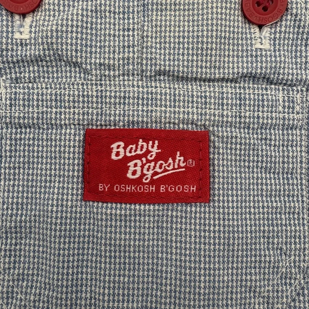 OshKosh B'gosh Overall Boys 3-6M Blue Gingham Nautical Boat Bubble One Piece
